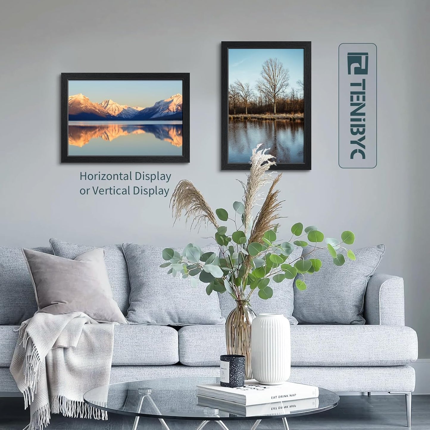 12x18 Poster Frame Set - 3 Pack, Textured Black Solid Wood with HD Tempered Glass, Wall Gallery