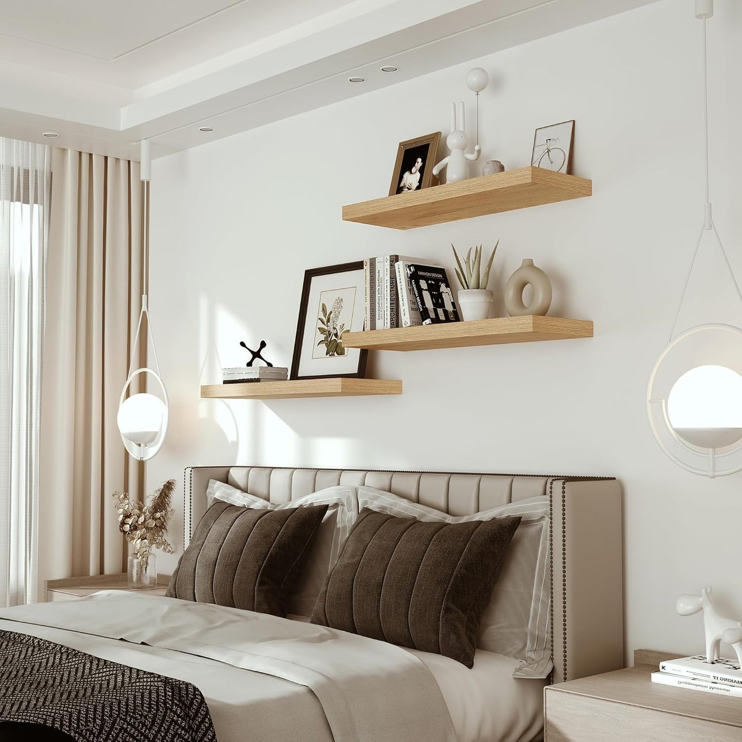 Floating Shelves for Wall 24 inchs Long, 9.2” deep x 1.5” Wall Shelf for Bedroom, Bathroom, Living