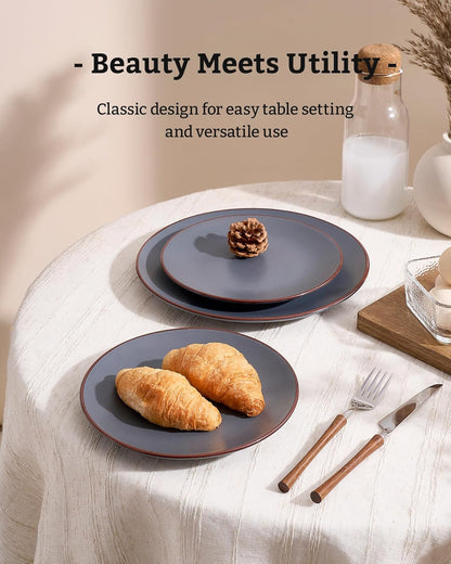Famiware Venus Ceramic Plates and Bowls Sets, Speckled Dinnerware Dish Sets for 8 (24 Pieces)