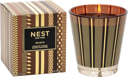 NEST New York Scented Classic Candle, Hearth - 8.1 oz - Up to 60-Hour Burn Time - Reusable Glass