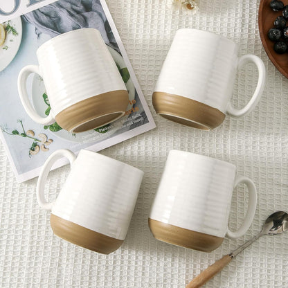 Hasense Porcelain Coffee Mugs Set of 6, 15 Ounce Large Ceramic Coffee Cups Set with Handle for