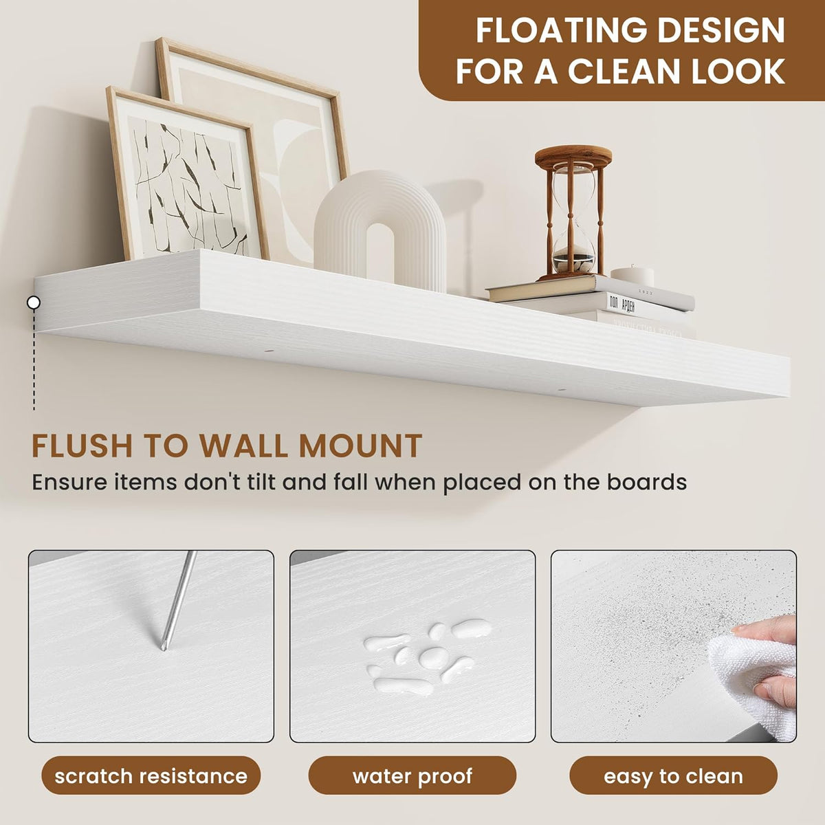 fuqing Floating Shelves for Wall, Bathroom Shelf Wall Mounted for Storage, Shelves with Invisible