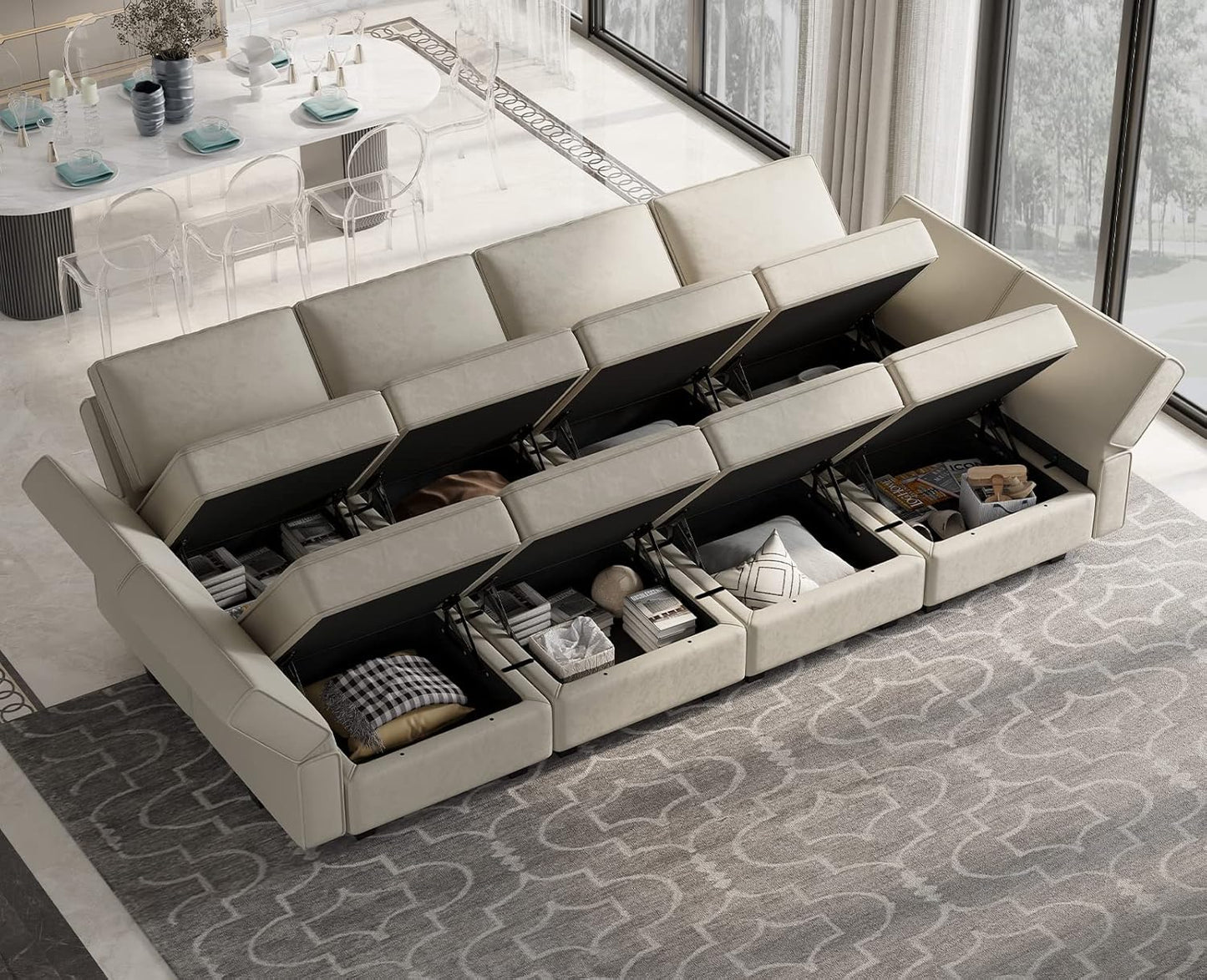 Belffin Modular Sectional Sofa with Storage Chaises Sectional Sleeper Sofa Couch 8 Seat Sectional