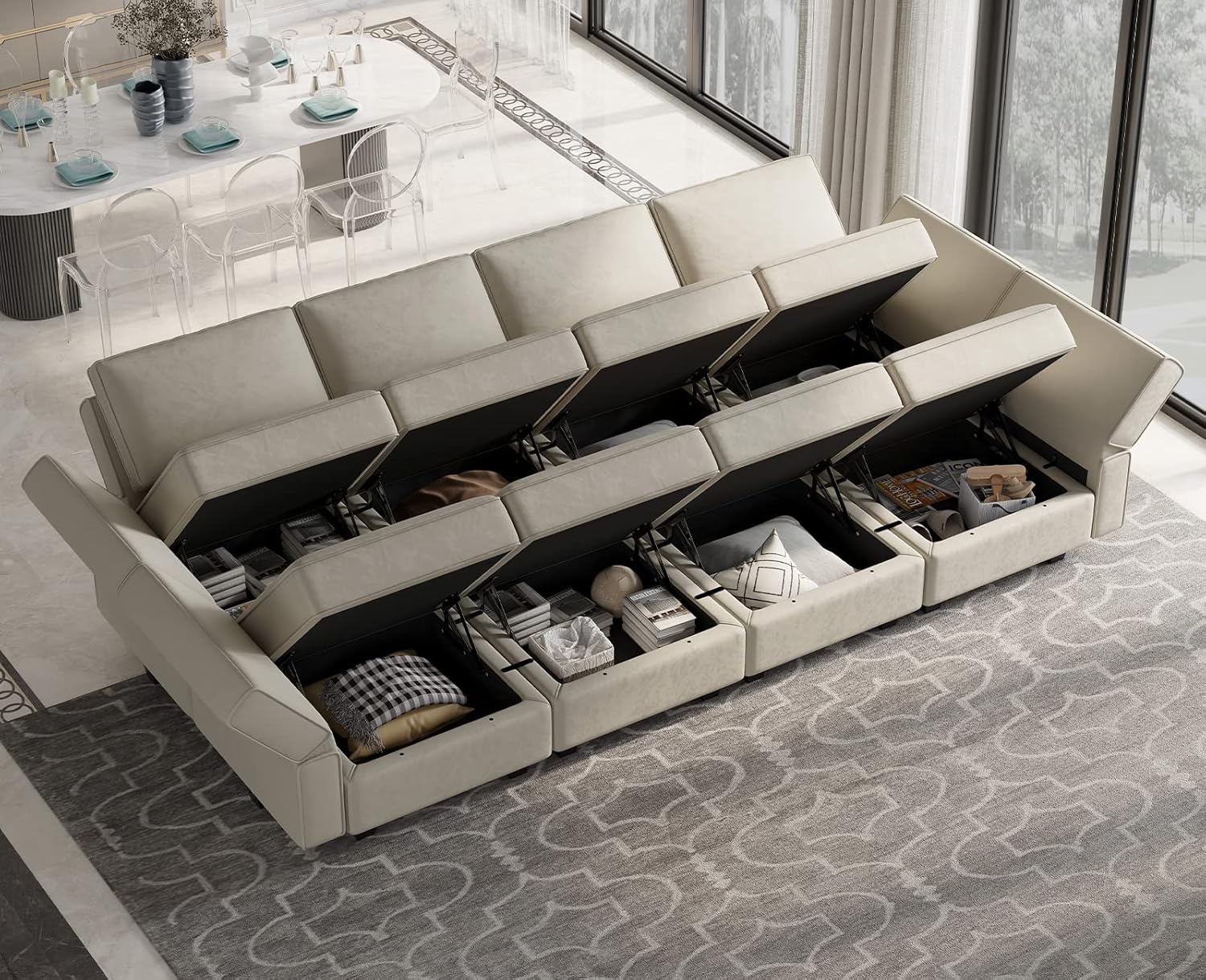 Belffin Modular Sectional Sofa with Storage Chaises Sectional Sleeper Sofa Couch 8 Seat Sectional