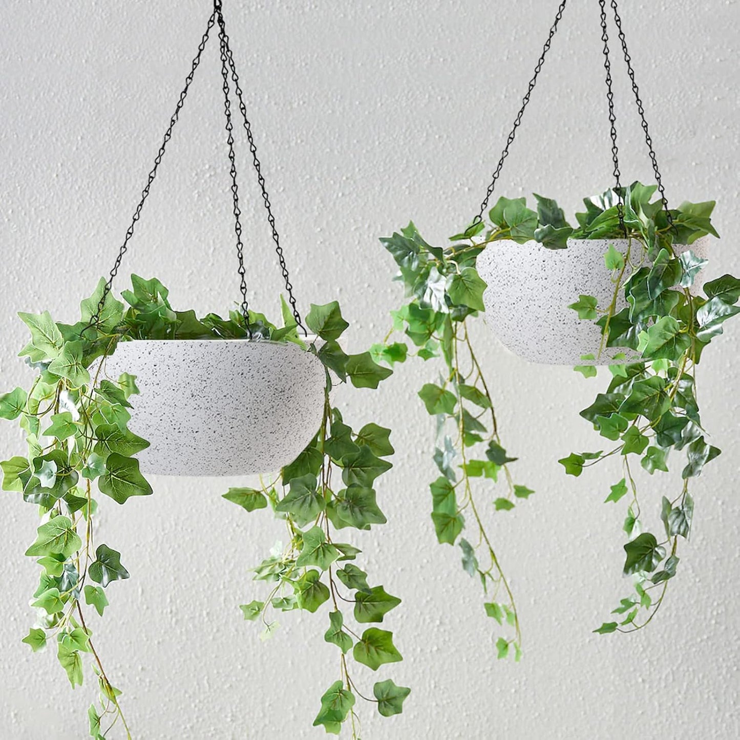 WOUSIWER 13 inch 2Pack Large Hanging Planters for Outdoor Indoor Plants with Drainage Holes and