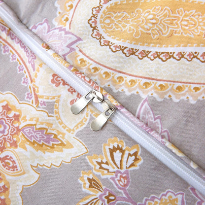 ABREEZE Paisley Bedding Sets 3Pcs Brushed Cotton Duvet Cover Set King Size Rustic Damask Gold