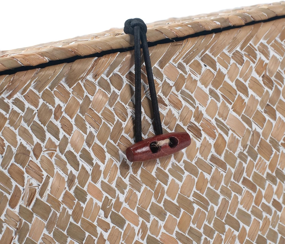 Wicker Basket with Lid, Seagrass Storage Basket, Woven Decorative Storage Baskets for Shelf