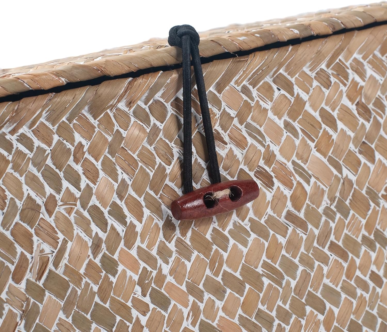 Wicker Basket with Lid, Seagrass Storage Basket, Woven Decorative Storage Baskets for Shelf