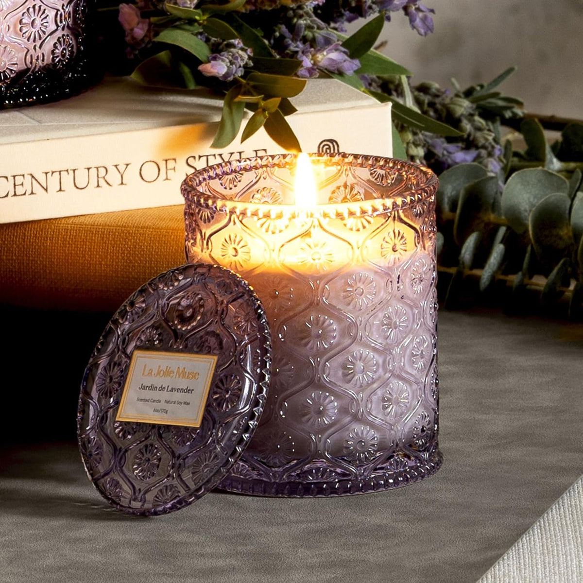 LA JOLIE MUSE Jardin de Lavender Scented Candle - Coconut, Lavender & Sandalwood | 6 oz Natural Soy