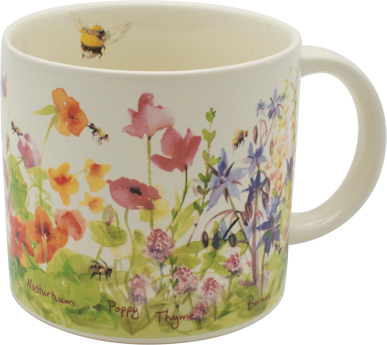 The Unemployed Philosophers Guild Bee Garden Coffee Mug - Features Beautiful Watercolor Flowers and