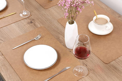 Set of 8 Faux Leather Placemats, PU Table Mats, Waterproof, Stain Resistant, Heat Resistant