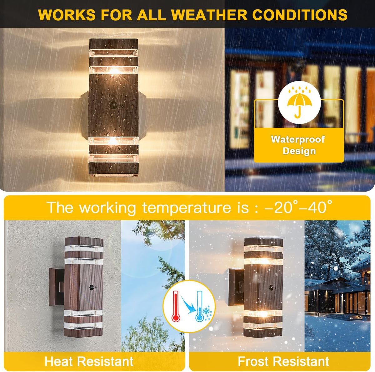 2 Pack Oil Rubbed Bronze Outdoor Wall Lights with 3-Mode Motion Sensor Up Down Porch Lights Modern