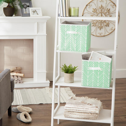 DII Non Woven Storage Collection Polyester Herringbone Bin, Small Set of 2, Mint, 2 Piece