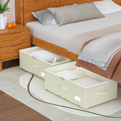 Under Bed Storage with Wheels, No Assemble Required 10 inches height Under Bed Storage bins,Large