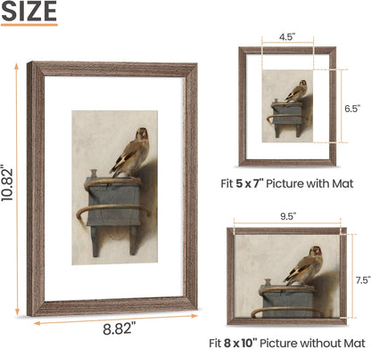 upsimples 8x10 Picture Frame, Natural Solid Wooden Picture Frames, Display 5x7 with Mat or 8 x 10