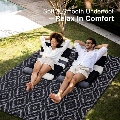 OLANLY Outdoor Rug 5x8 ft Waterproof, Outdoor Plastic Straw Rug with Geometric Pattern Clearance