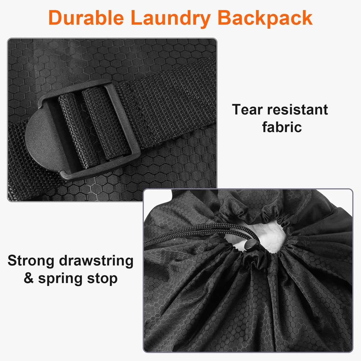 Femuar Laundry Bag Backpack Durable Laundry Bag with Shoulder Straps and Mesh Pockets Portable