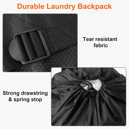 Femuar Laundry Bag Backpack Durable Laundry Bag with Shoulder Straps and Mesh Pockets Portable