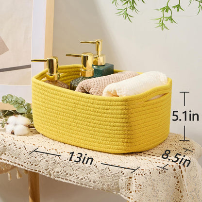 Small Storage Baskets for Organizing | Closet Organizer Bins | Shelf Toy Basket | Woven Rope