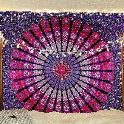 Bless International Handmade Indian hippie Bohemian Psychedelic Peacock Mandala Wall hanging