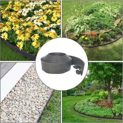 33FT Landscape Edging, 4 in Tall Garden Edging Borders with 30 Spikes,Flexible Lawn Edging Kit