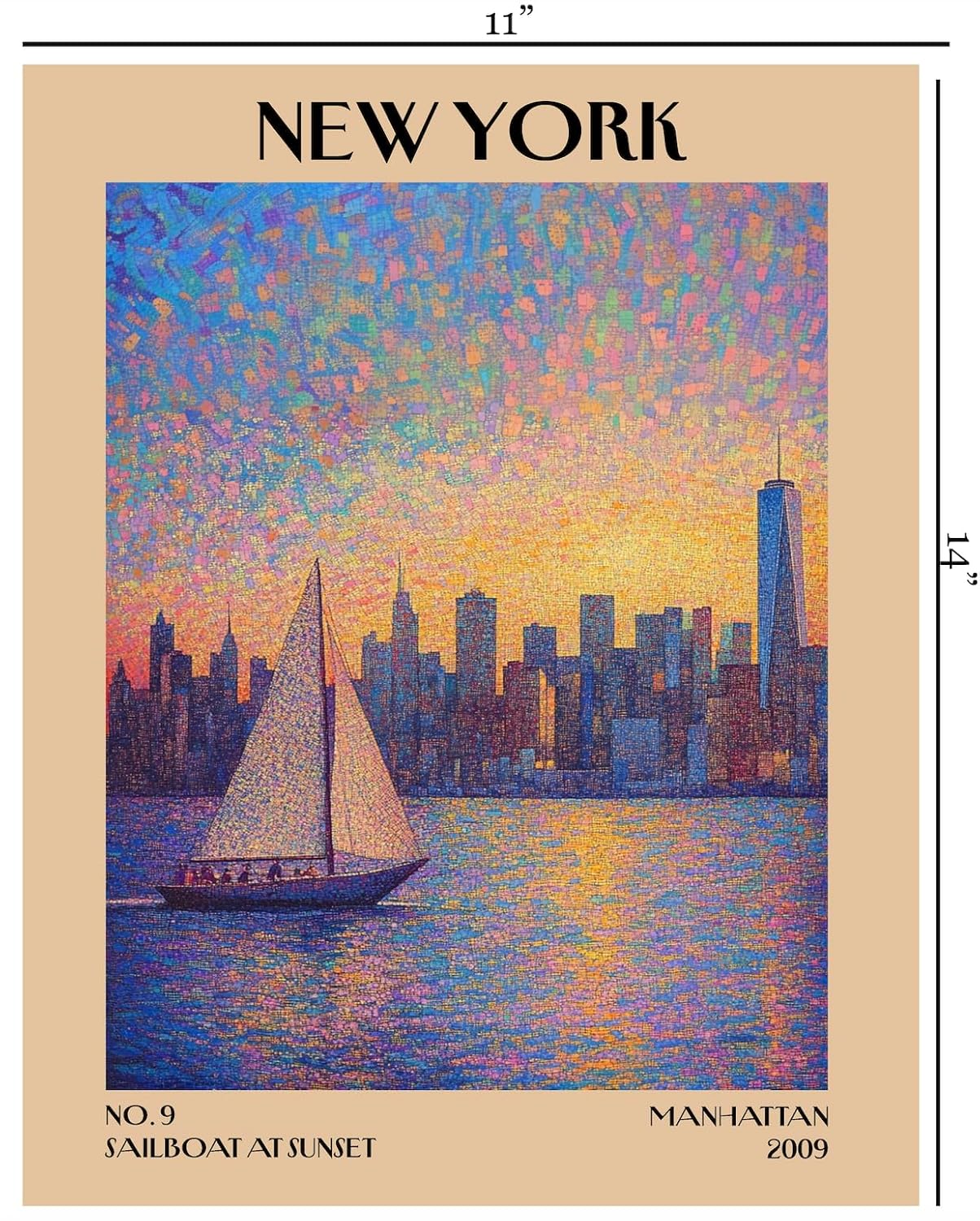 Retro Vintage New York Wall Art Print - 11x14 Unframed Poster - New York City Souvenirs, Cute