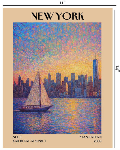 Retro Vintage New York Wall Art Print - 11x14 Unframed Poster - New York City Souvenirs, Cute