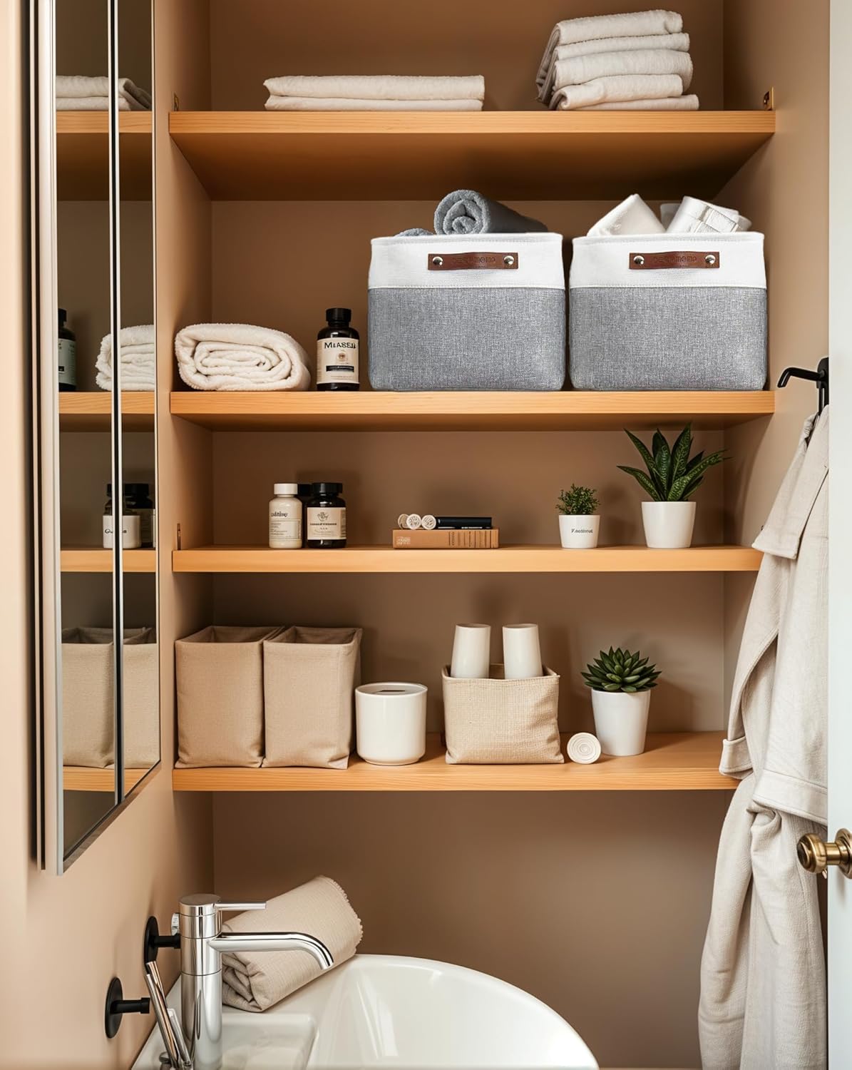 DECOMOMO Storage Bins Fabric Storage Baskets for Shelves, Linen Closet Organization Toys Nursery
