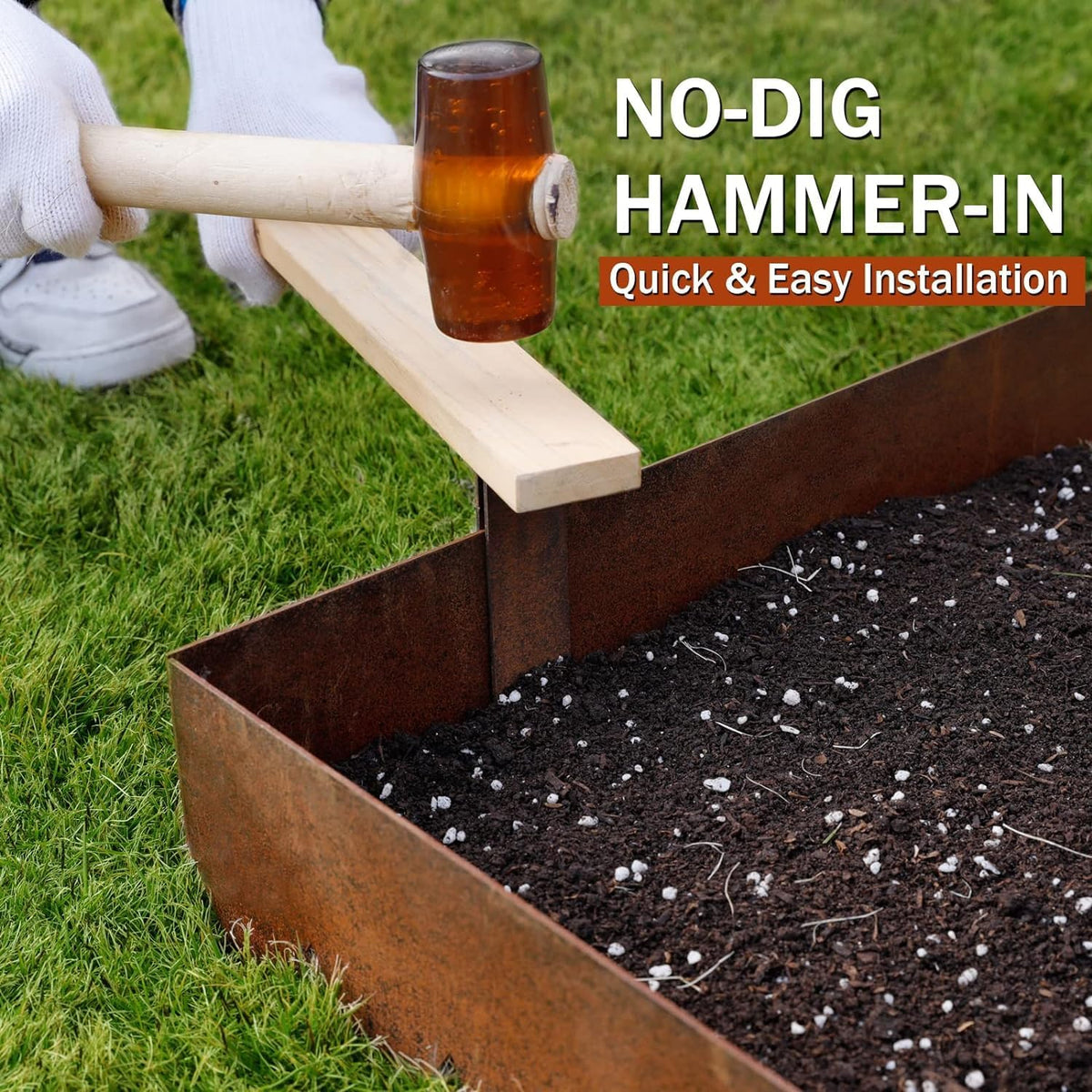 Worth Garden 6 Pack Cor-Ten Steel Landscape Edging w/Rust Patina Finish - 40" L x 8" H Strips