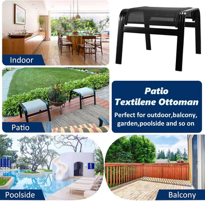 Patio Outdoor Ottoman Assembled Aluminum Footstools Small Seat Side Table Footrest for Balcony