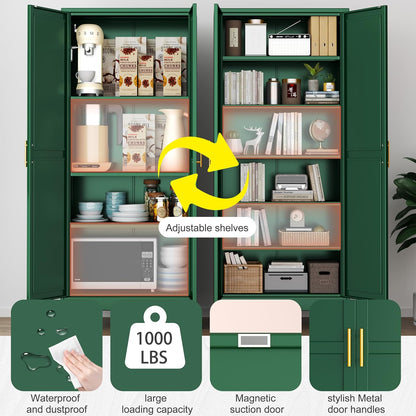 Kitchen Pantry Storage Cabinet with Doors and Adjustable Shelves, Metal ClosetMaid Food Pantry