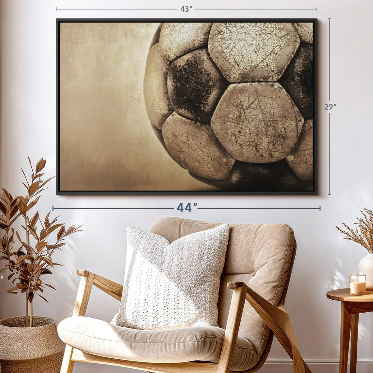 Elephant Stock Worn Soccer Ball Wall Art - Horizontal Framed Canvas - 1-Piece Living Room Wall