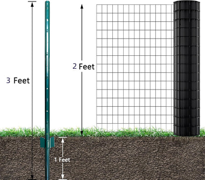 ARIFARO Sturdy Duty Metal Fence Posts 3 Feet,Pack of 10, 3-4-5-6-7 Feet No Digging Garden U Post