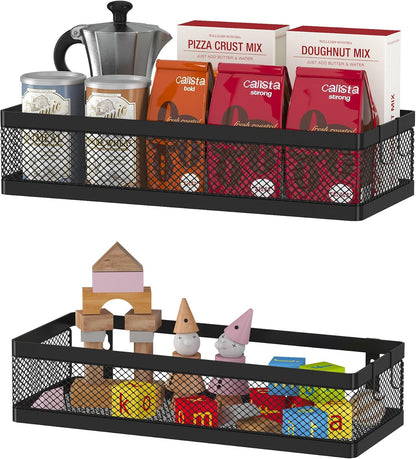 PUSDON Hanging Storage Baskets Organizer Wall Mount, Metal Wire Storage Bin Rack for Kitchen