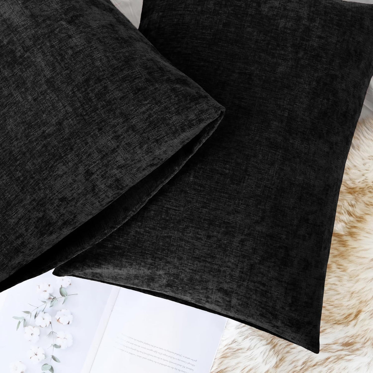 CaliTime Throw Pillow Covers Decorative 20 X 26 Inches Pack of 2 Cozy Chenille Standard Pillow