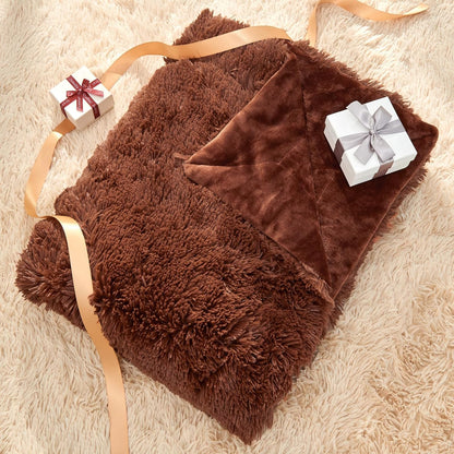GONAAP Fuzzy Faux Fur Throw Blanket Twin Size Coffee Super Soft Cozy Plush Fuzzy Shaggy Blanket for