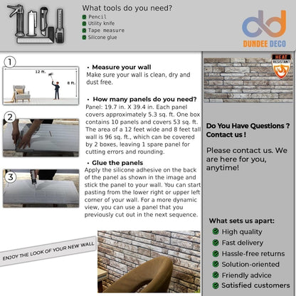 Dundee Deco 3D Wall Panels Faux Brick - Cladding Light Brown Grey Stone Look Wall Paneling