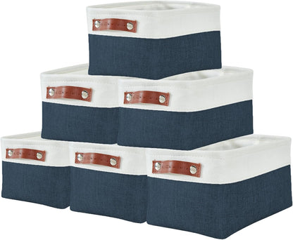 DECOMOMO Small Storage Basket, Closet Storage Bins, Baskets for Organizing Shelves (Navy Blue &