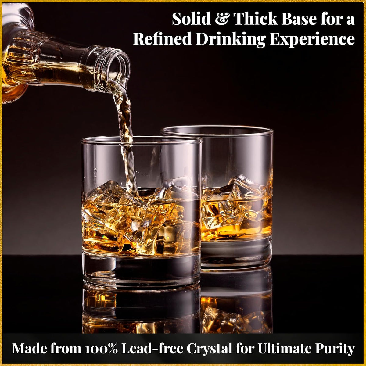 Voted Best High-End Whiskey Decanter 2024 by Food & Wine Magazine |1Hand-Blown Decanter & 4