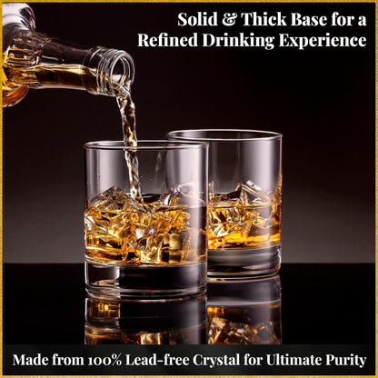 Voted Best High-End Whiskey Decanter 2024 by Food & Wine Magazine |1Hand-Blown Decanter & 4