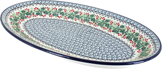 Blue Rose Polish Pottery Noelle Oval Platter