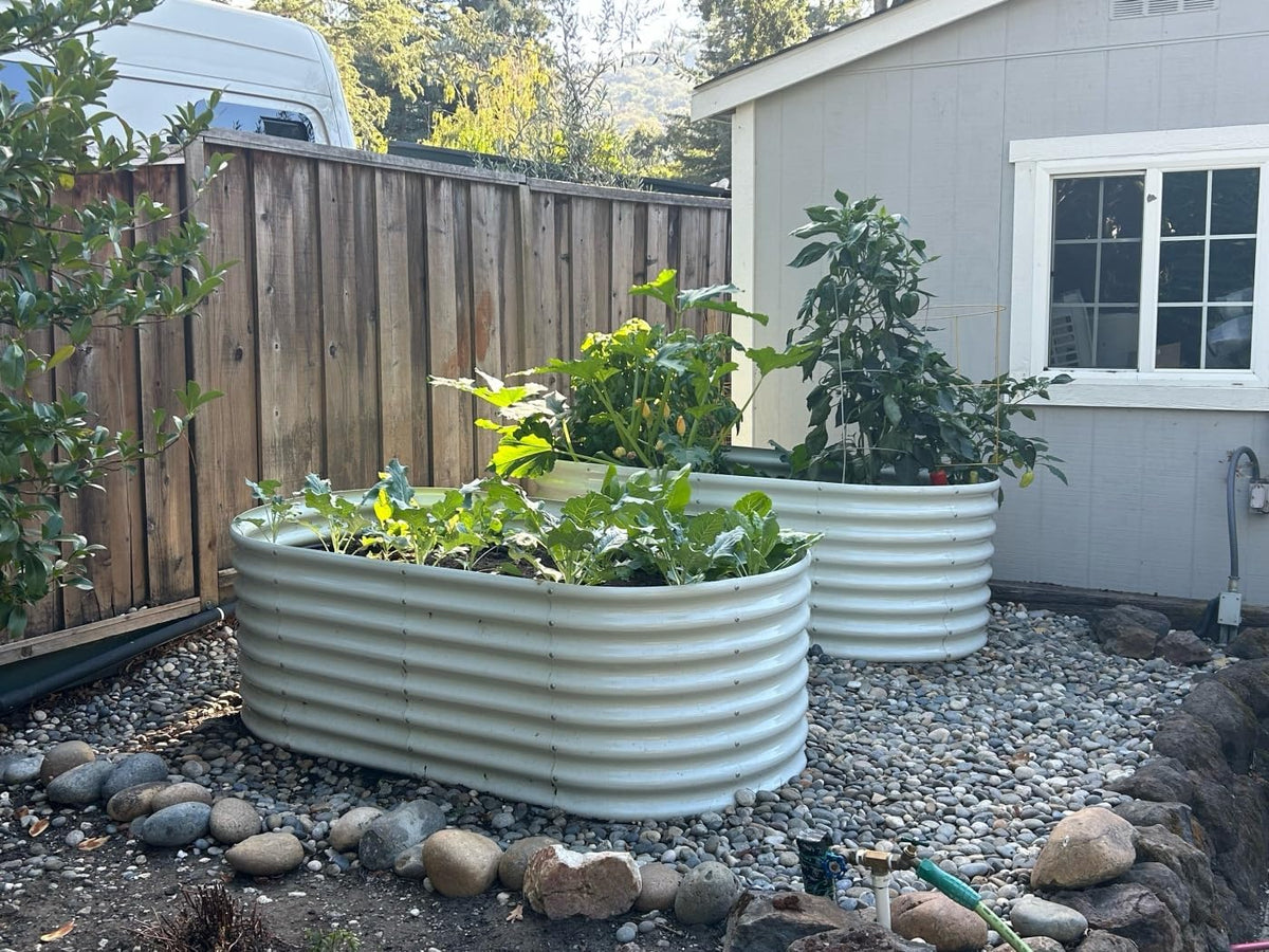 A ANLEOLIFE 6X3X2 ft Galvanized Raised Garden Beds Outdoor-2 Pack, Oval Large Metal Deep Root