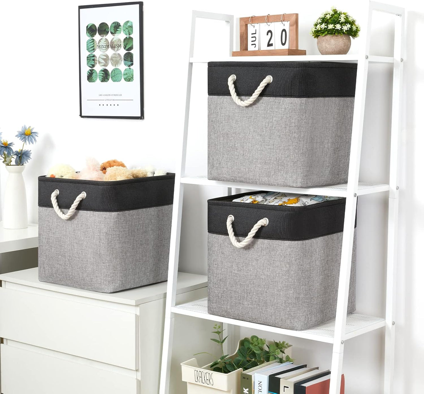 Bidtakay Fabric Cube Storage Bins for Organizing 13x13 Large Storage Baskets Decorative Storage