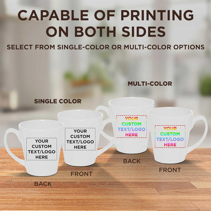 DISCOUNT PROMOS Custom Glossy Ceramic Latte Coffee Mug 12 oz. Set of 100, Personalized Bulk Pack