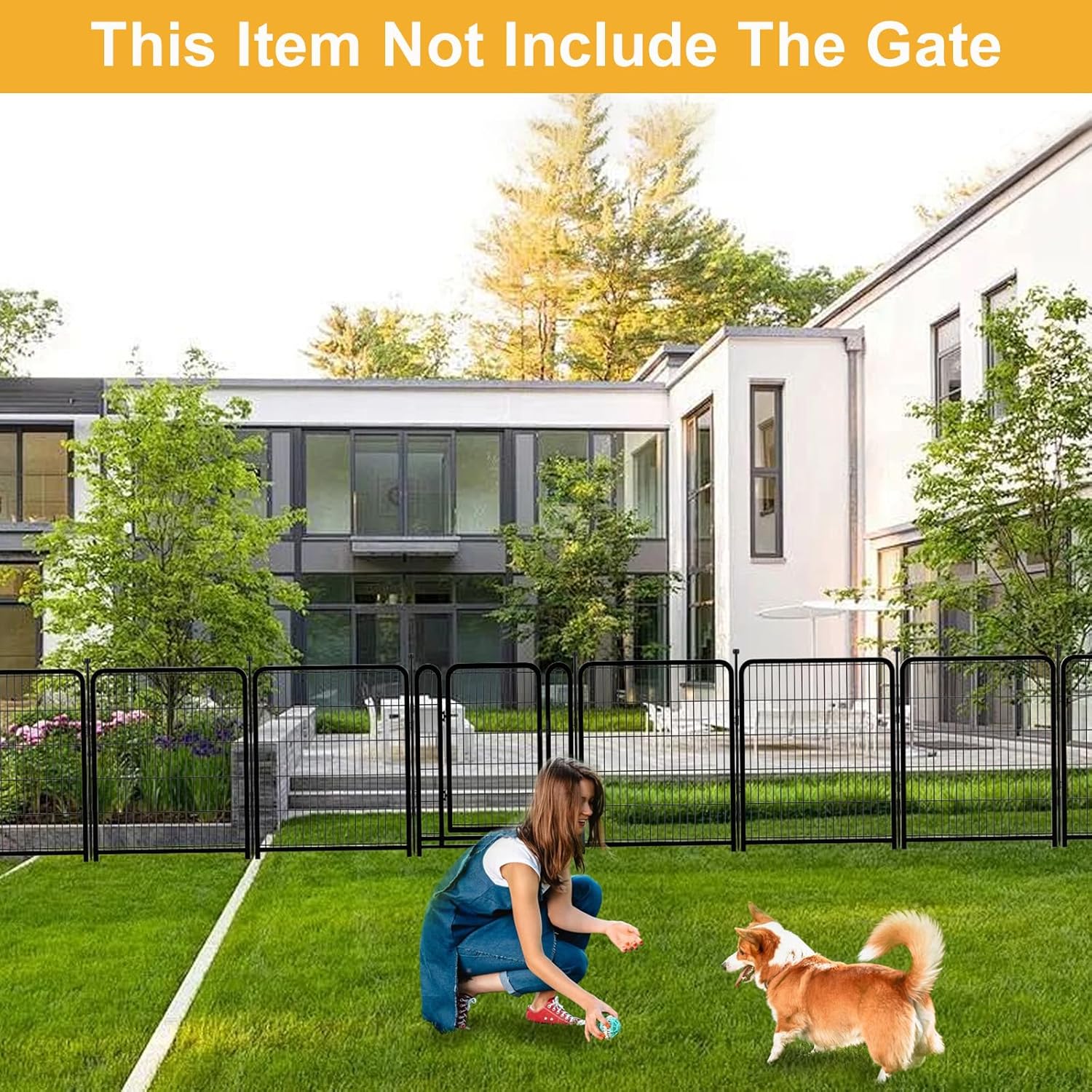 Garden Fence 36 Inch 14 Panels Without Gate, Inside and Outside, Total 31 Ft(l) Garden Fence for