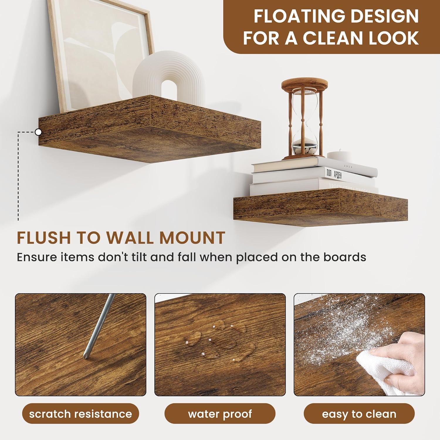 fuqing Floating Shelves for Wall, Bathroom Shelf Wall Mounted for Storage, Shelves with Invisible