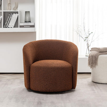 KINWELL 34" W Mid Century Modern Swivel Barrel Chair, Round Upholstered Boucle Swivel Accent