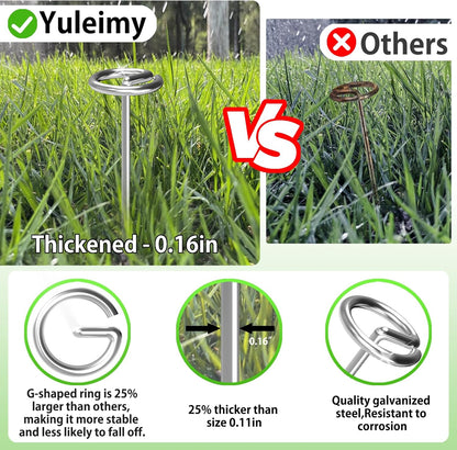 120 Pack Heavy Duty 8 Gauge Galvanized Landscape Fabric Pins, 6 Inch G-Shaped Round Top Weed