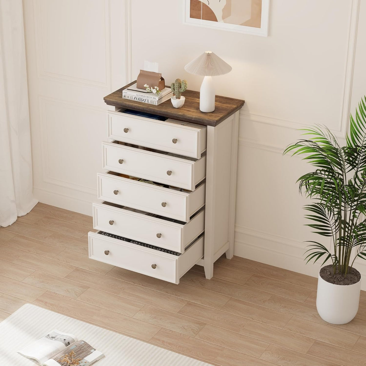 BLANKSPACE Dresser for Bedroom, 5 Drawer Dresser, Modern 5 Chest of Drawers, Farmhouse Storage