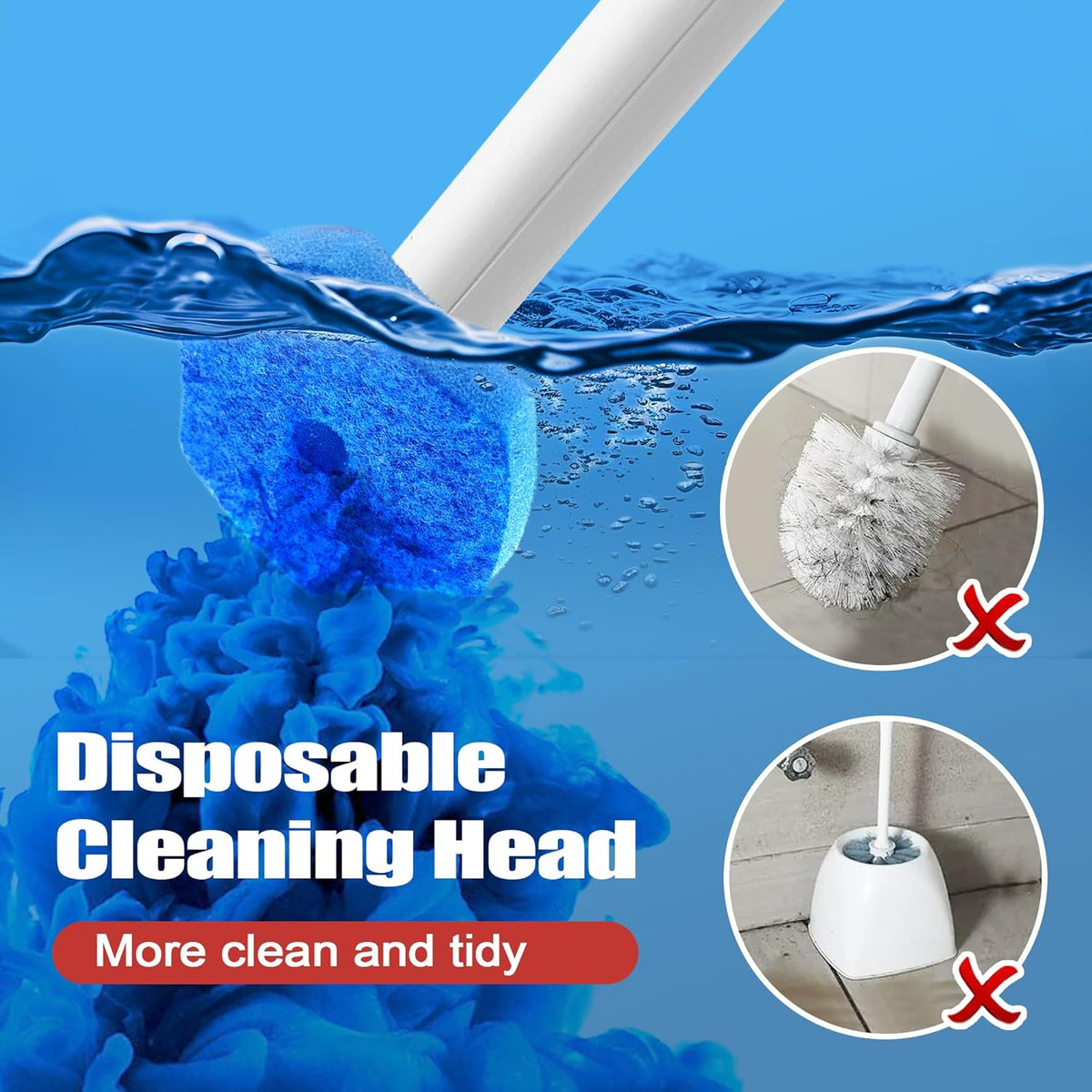 JEHONN Disposable Toilet Bowl Cleaner Wand with Upgraded Clamping System, Wall Mounted Bathroom
